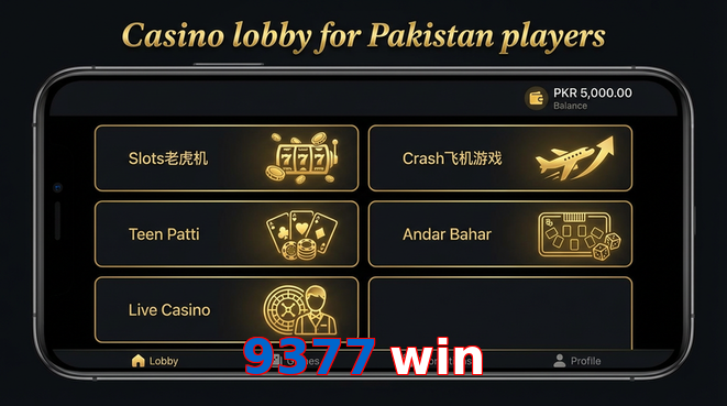 Lobby view of 9377 Win for Pakistan users
